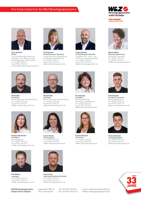 Adressliste der W&Z-Ansprechpartner